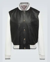 Thom Browne Giacca varsity in pelle Nero