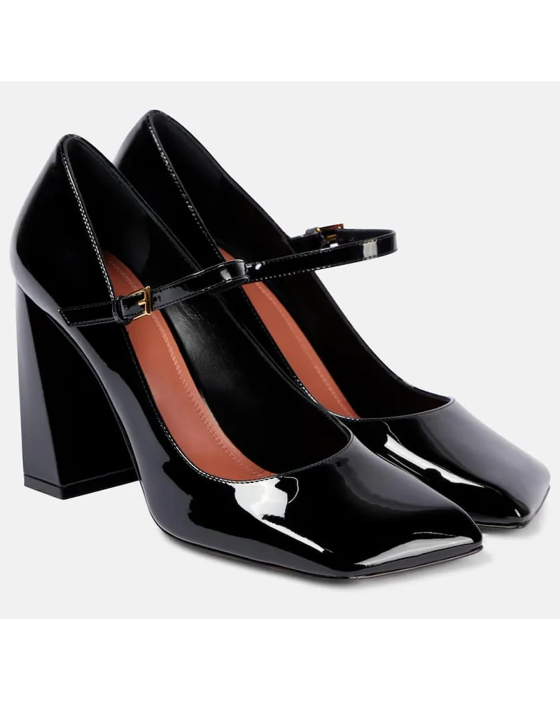 Amina Muaddi Pumps Mary Jane Charlotte 95 in vernice Nero