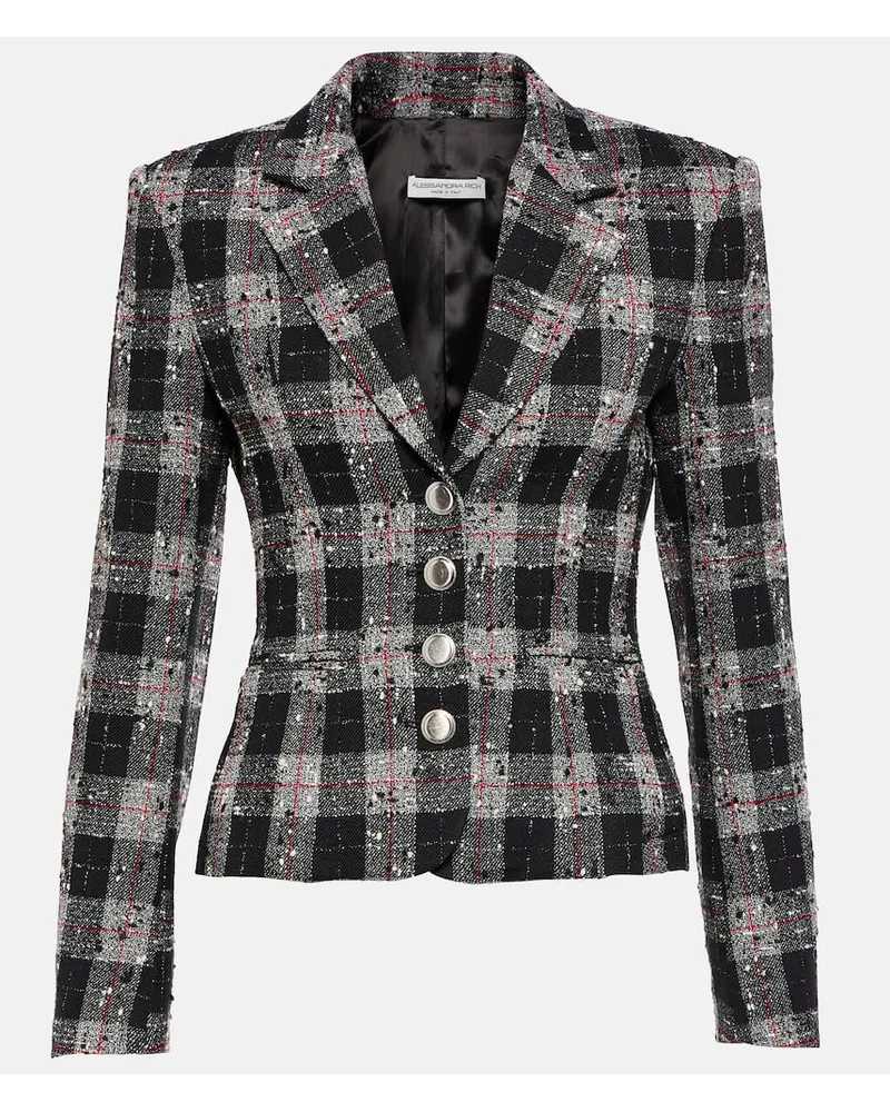 Alessandra Rich Blazer monopetto in tweed Nero