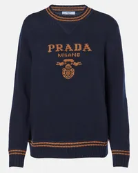 Prada Pullover in lana e cashmere con logo Multicolore