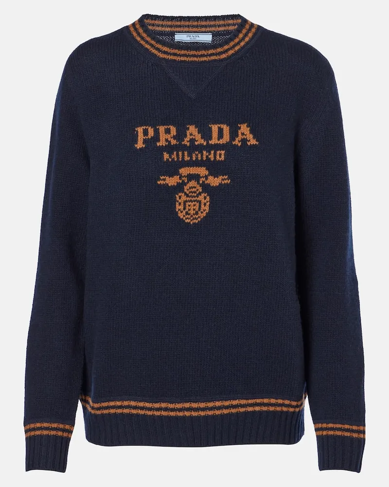 Prada Pullover in lana e cashmere con logo Multicolore