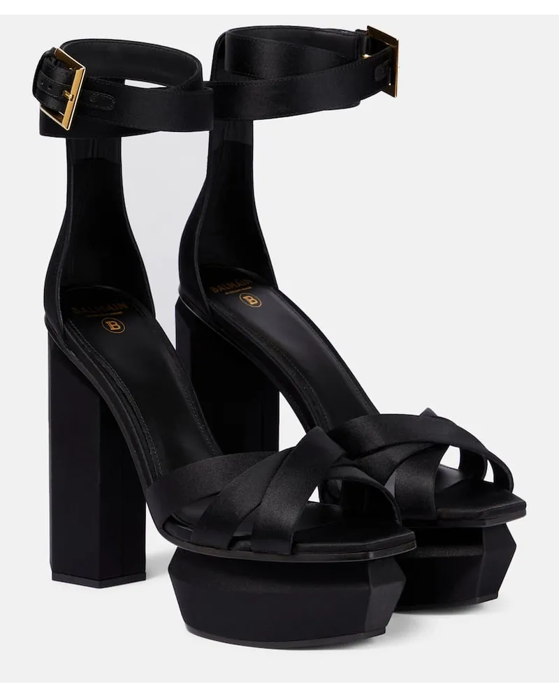 Balmain Sandali con plateau Ava in raso Nero