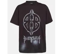 Balenciaga T-shirt oversize Metal BB in jersey di cotone Nero