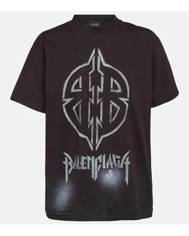 Balenciaga T-shirt oversize Metal BB in jersey di cotone Nero