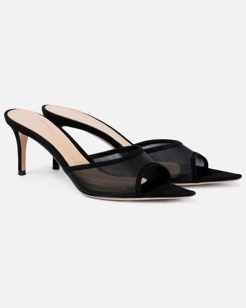 Gianvito Rossi Mules 70 in organza Nero