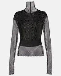 SPORTMAX Top cropped Valdai a rete Nero