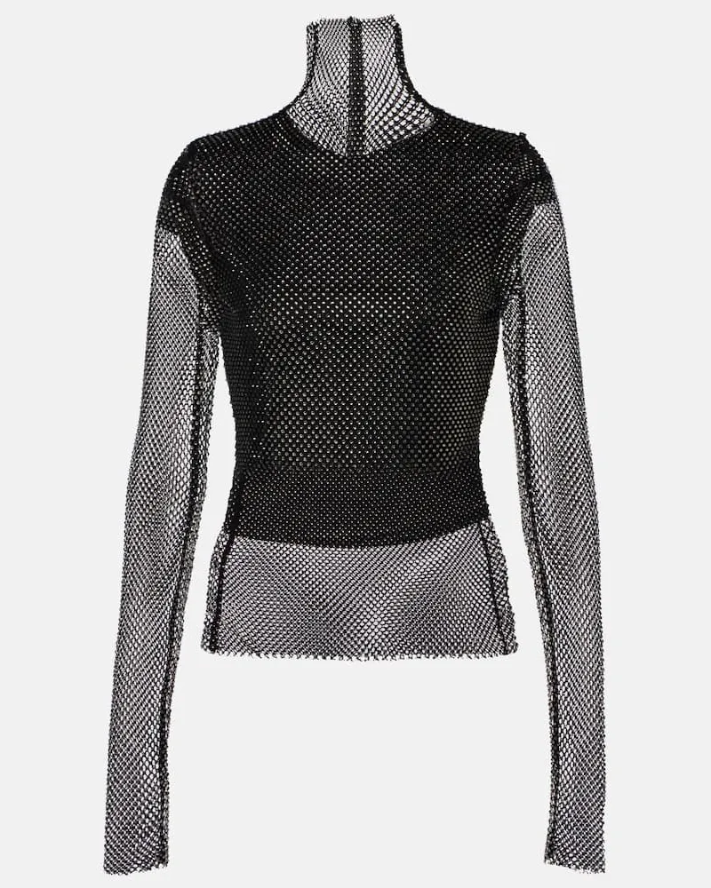 SPORTMAX Top cropped Valdai a rete Nero