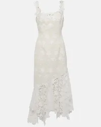 Oscar de la Renta Abito midi in tweed con pizzo Bianco