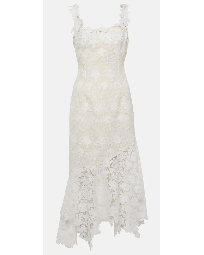 Oscar de la Renta Abito midi in tweed con pizzo Bianco
