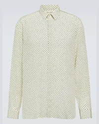 Saint Laurent Camicia in crêpe de chine a pois Beige