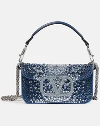 Valentino Garavani Borsa a spalla Locò Small con cristalli Blu