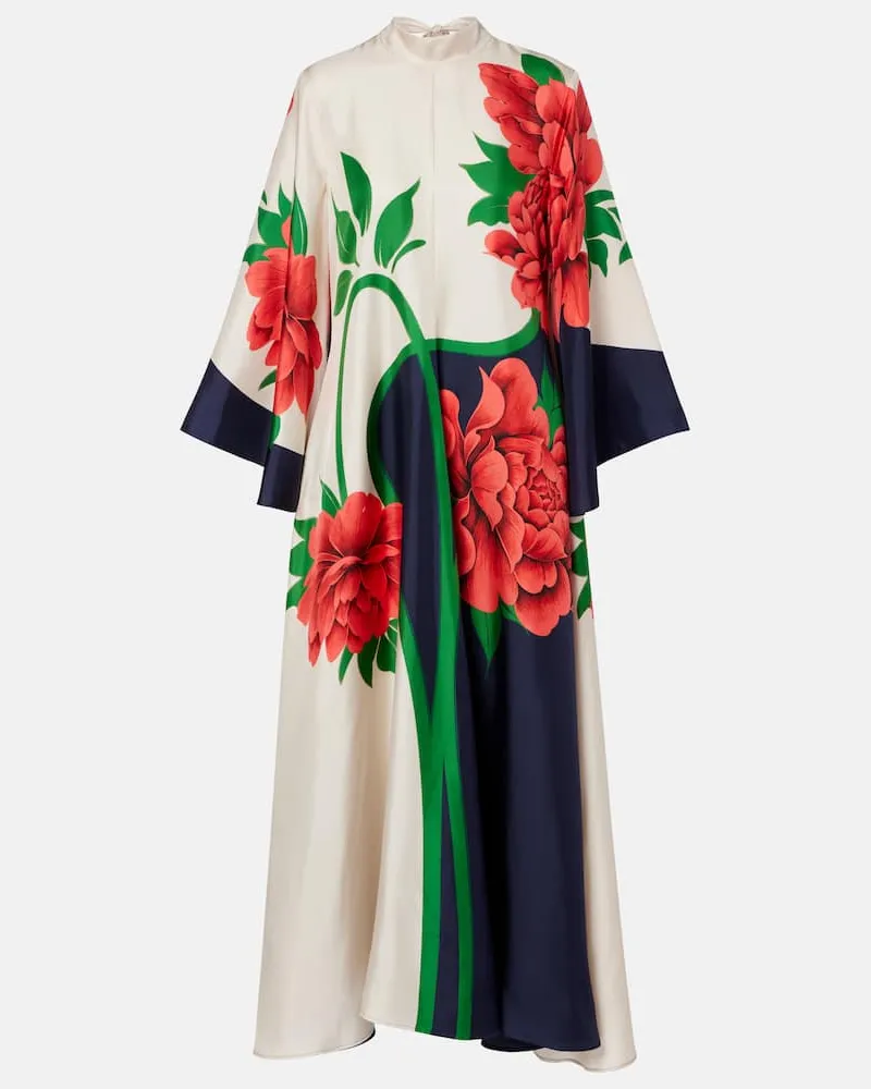 La DoubleJ Abito lungo Magnifico in twill di seta con stampa Multicolore