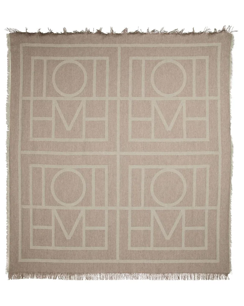 Totême Sciarpa in lana e cashmere con logo Marrone