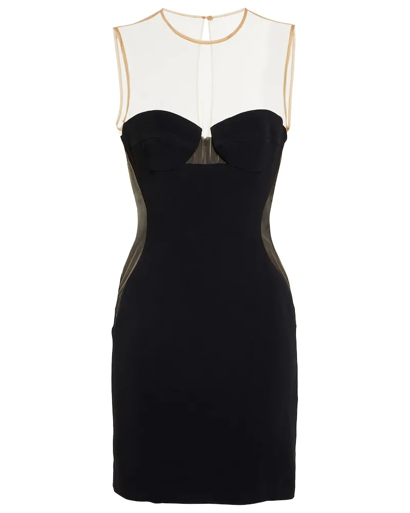 Stella McCartney Miniabito in crÃªpe con mesh Nero
