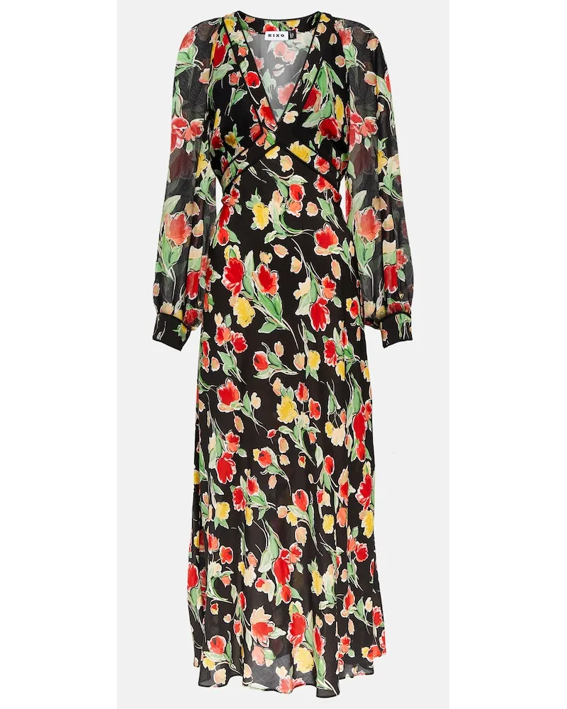 RIXO Abito midi Ayla con stampa Multicolore