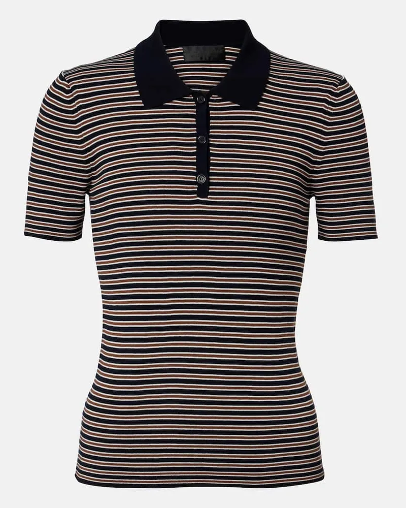 Nili Lotan Polo Gemmatta in cotone a righe Blu