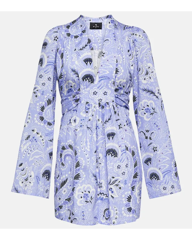 Etro Miniabito in misto cotone con stampa Blu