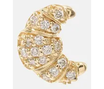 Orecchino singolo Croissant Small in oro 14kt con diamanti