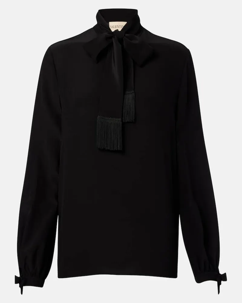 Valentino Garavani Camicia in crÃªpe di seta con fiocco Nero