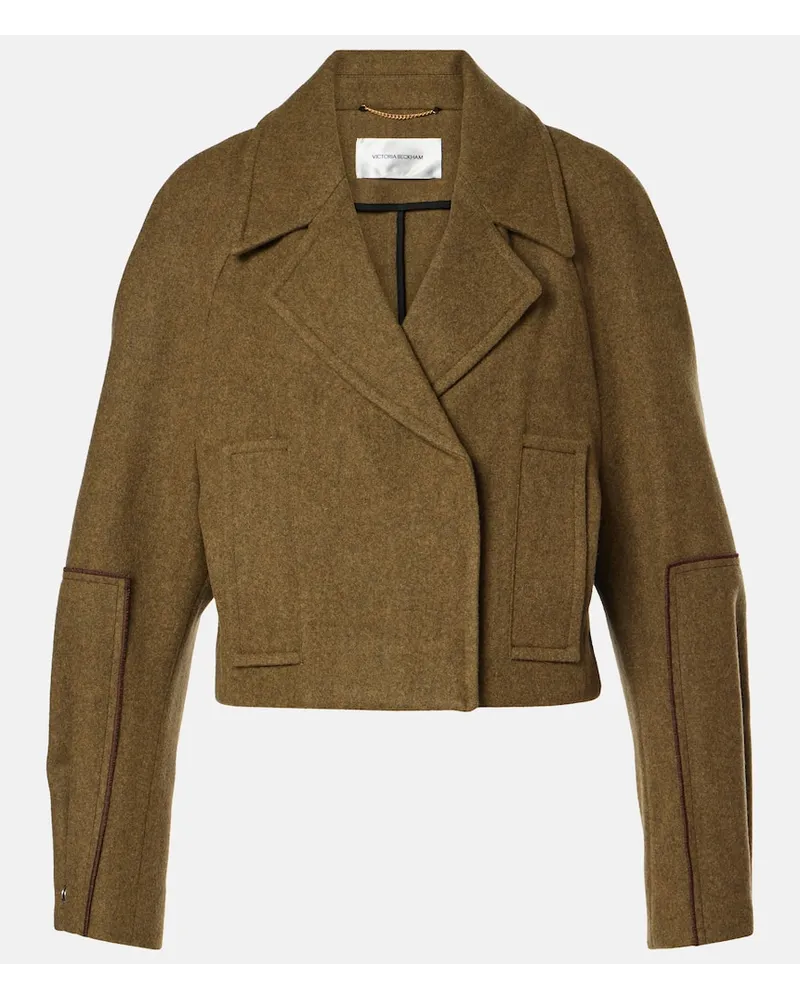 Victoria Beckham Caban cropped in lana Verde