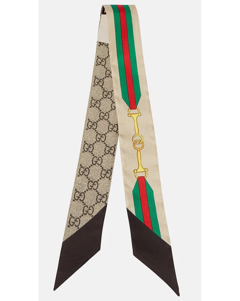 Gucci Sciarpa GG in seta con stampa Multicolore