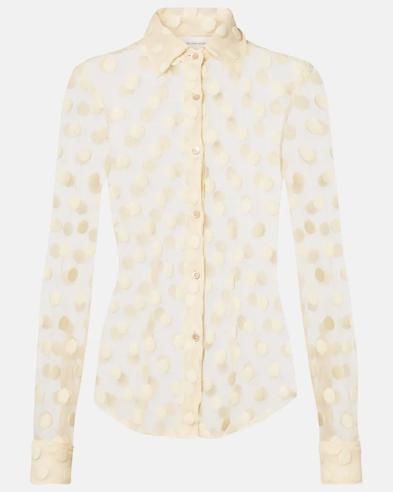 Dries van Noten Camicia in mesh di misto cotone Beige