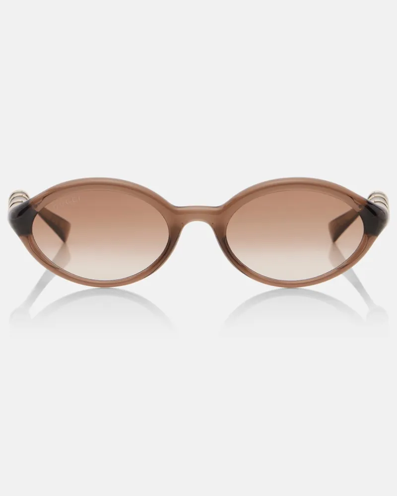 Gucci Occhiali da sole ovali Bamboo Marrone