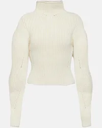 Alaïa Alaïa Pullover in misto lana a coste Bianco