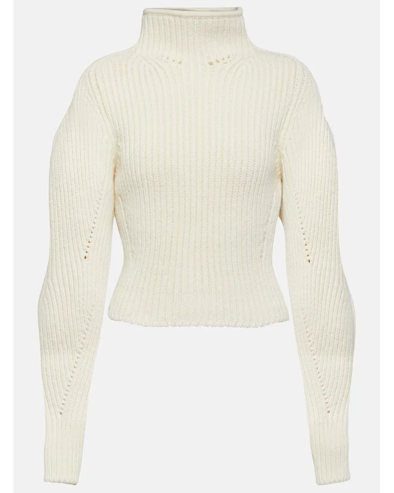 Alaïa Alaïa Pullover in misto lana a coste Bianco