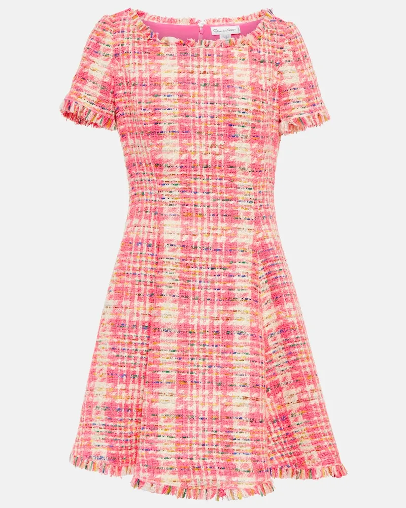 Oscar de la Renta Miniabito in tweed a quadri con frange Multicolore