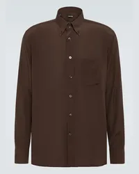 Tom Ford Camicia in charmeuse di seta Marrone