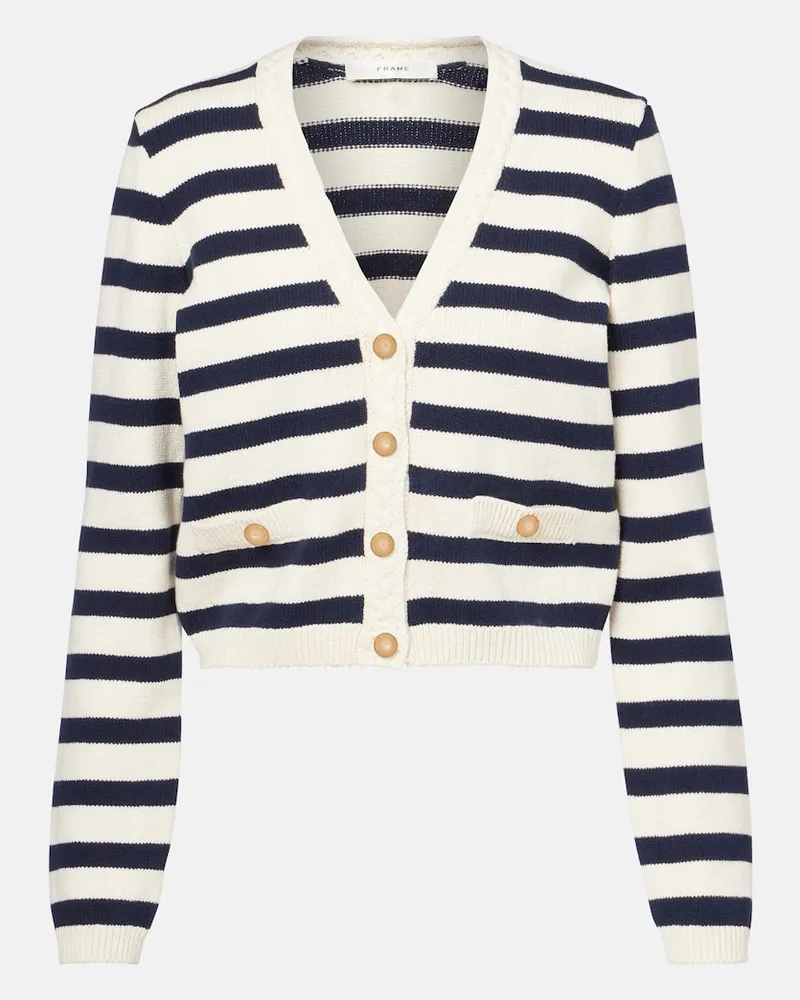 Frame Denim Cardigan Harbour in misto cotone a righe Bianco