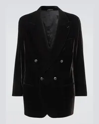 Giorgio Armani Blazer doppiopetto in velluto Marrone