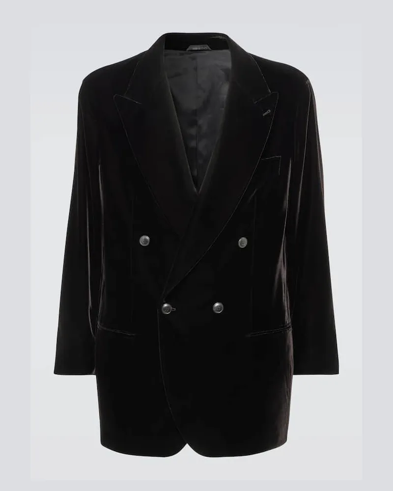 Giorgio Armani Blazer doppiopetto in velluto Marrone