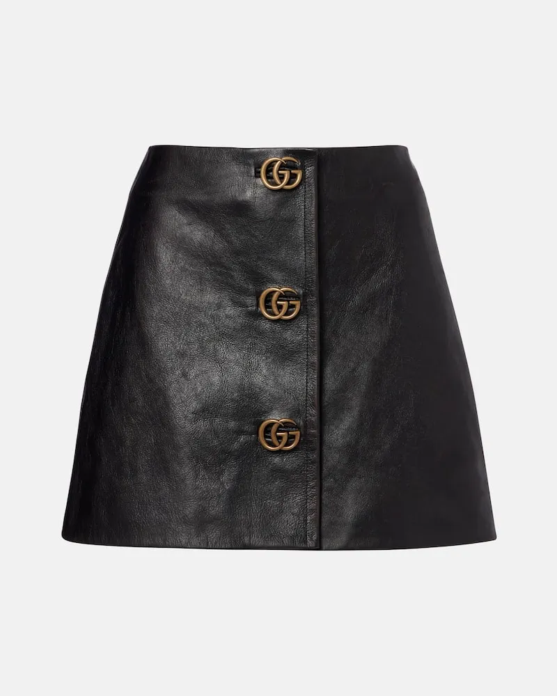 Gucci Minigonna Double G in pelle Nero