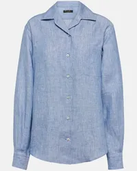 Loro Piana Camicia Neo André in lino Blu