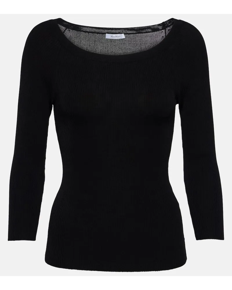 Max Mara Top in jersey a coste Nero