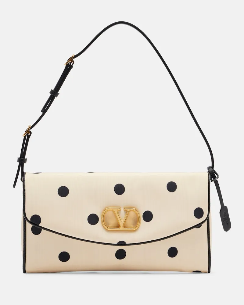 Valentino Garavani Borsa a spalla DeVain Small in moirÃ© a pois Beige