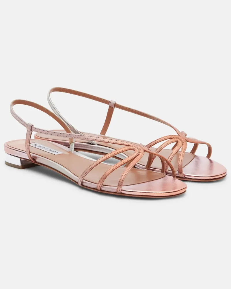Aquazzura Sandali Talk To Me in pelle metallizzata Rosa