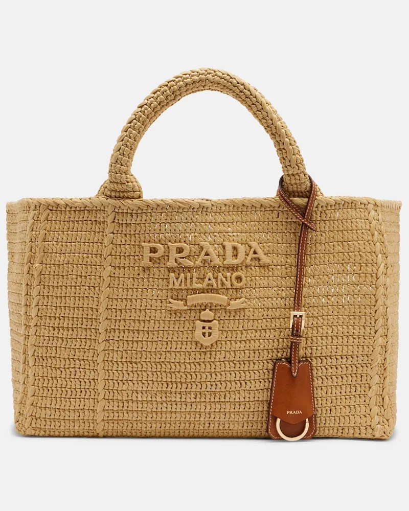 Prada Shopper Medium con logo Beige