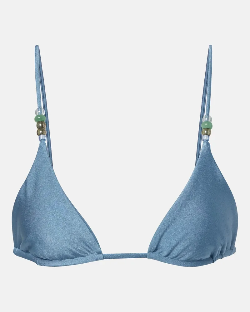 JADE SWIM Top bikini Via con perline Blu