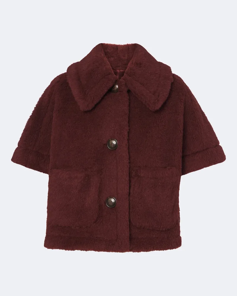Max Mara Mantella Teddy in alpaca, lana e seta Borgogna