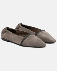 Brunello Cucinelli Ballerine in suede Grigio