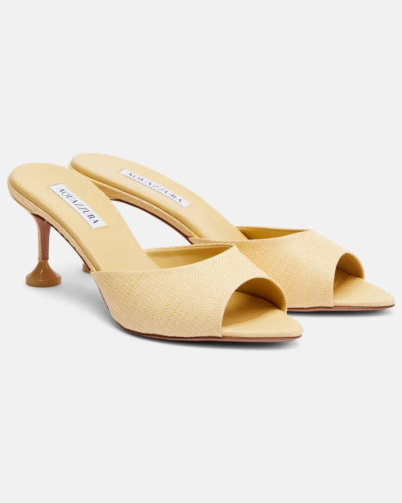 Aquazzura Mules Bisous in rafia intrecciata Giallo