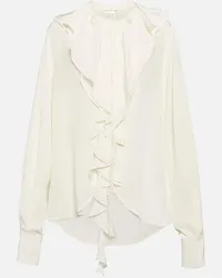 Victoria Beckham Blusa in seta con volant Bianco