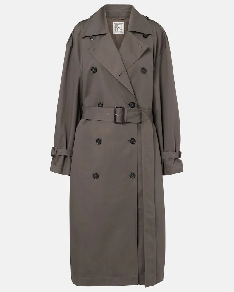 Totême Trench doppiopetto in misto cotone Verde