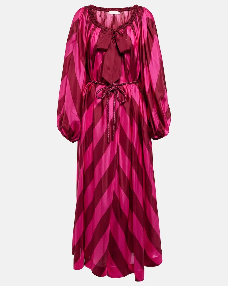 Zimmermann Caftano Tiggy in seta con stampa chevron Rosa