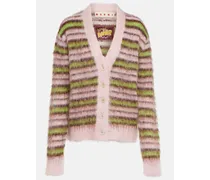 Cardigan a righe in misto mohair