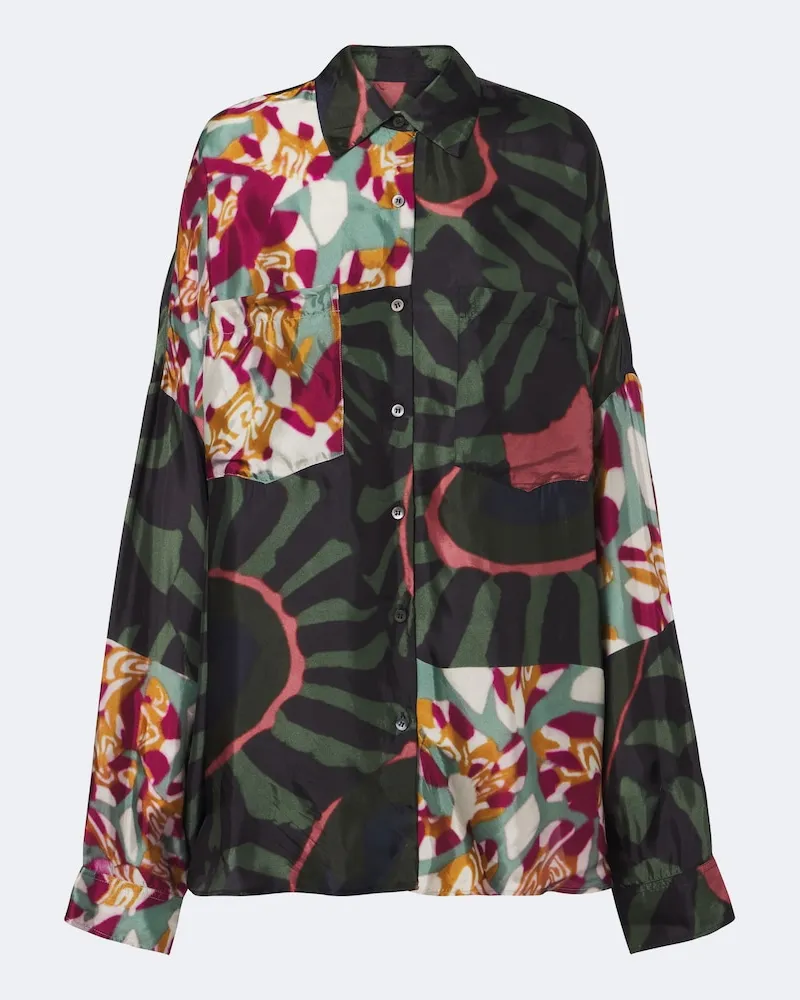 Dries van Noten Camicia in twill con stampa Multicolore