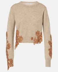 Acne Studios Pullover in lana con pizzo Beige